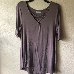 Mauve Lace Up Top